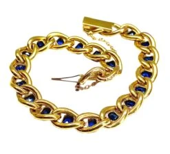 Bracelet Maille En Or Jaune Et Saphirs -Castafiore Boutique bracelet maille en or jaune et saphirs 575070