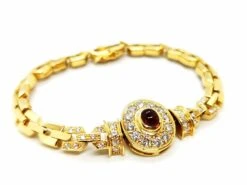 Bracelet Maille En Or Jaune, Rubis Et Diamants -Castafiore Boutique bracelet maille en or jaune rubis et diamants 302890