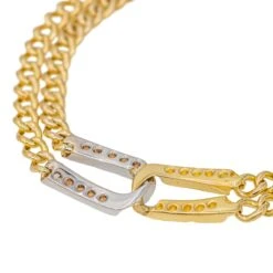 Bracelet Maille Gourmette En Or Jaune, Or Blanc Et Diamant -Castafiore Boutique bracelet maille gourmette en or jaune or blanc et diamant 968543
