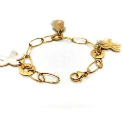 Bracelet Maille Ovale Breloques Océan En Or Jaune Et Nacre -Castafiore Boutique bracelet maille ovale breloques ocean en or jaune et nacre 765775