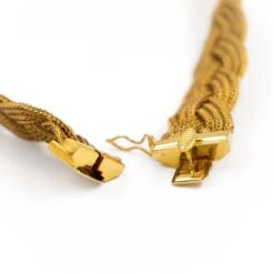 Bracelet Maille Palmier Tressée En Or Jaune -Castafiore Boutique bracelet maille palmier tressee en or jaune 289547