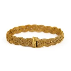 Bracelet Maille Palmier Tressée En Or Jaune -Castafiore Boutique bracelet maille palmier tressee en or jaune 586075
