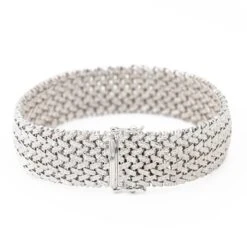 Bracelet Maille Polonaise En Or Blanc