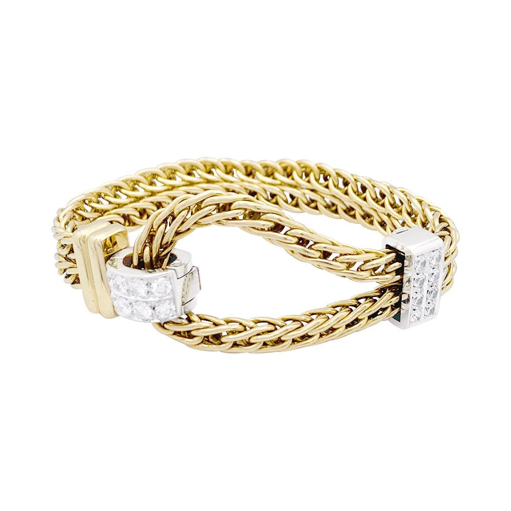 Miller Bracelet Maille POMELLATO "Corde" En Deux Ors Et Diamants 1 Miller Bracelet Maille POMELLATO "Corde" En Deux Ors Et Diamants