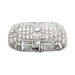 Miller Bracelet Manchette Art Déco En Platine Et Diamants -Castafiore Boutique bracelet manchette art deco en platine et diamants 317133