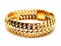 Bracelet Manchette Double Maille En Or Jaune -Castafiore Boutique bracelet manchette double maille en or jaune 320424