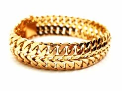 Bracelet Manchette Double Maille En Or Jaune -Castafiore Boutique bracelet manchette double maille en or jaune 464984