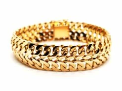 Bracelet Manchette Double Maille En Or Jaune