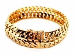 Bracelet Manchette Double Maille En Or Jaune -Castafiore Boutique bracelet manchette double maille en or jaune 888220