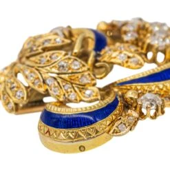 Bracelet Manchette En Or Jaune, émail Et Diamant -Castafiore Boutique bracelet manchette en or jaune email et diamant 881768