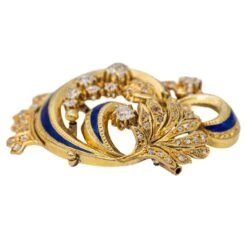 Bracelet Manchette En Or Jaune, émail Et Diamant -Castafiore Boutique bracelet manchette en or jaune email et diamant 965657