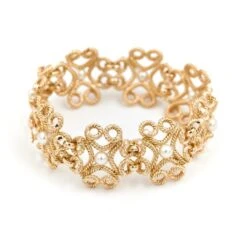 Bracelet Manchette Fil Torsadé En Or Jaune Et Perles -Castafiore Boutique bracelet manchette fil torsade en or jaune et perles 455308