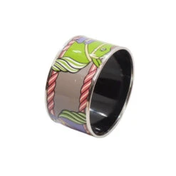 Bracelet Manchette HERMÈS "Quadrige" En Métal Argenté Palladié émaillé -Castafiore Boutique bracelet manchette hermes en metal argente emaille 787009