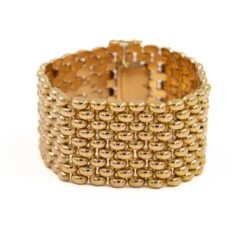 Bracelet Manchette Maille Grain De Riz En Or Jaune