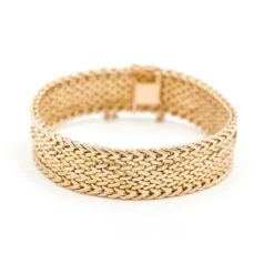 Bracelet Manchette Maille Polonaise En Or Jaune