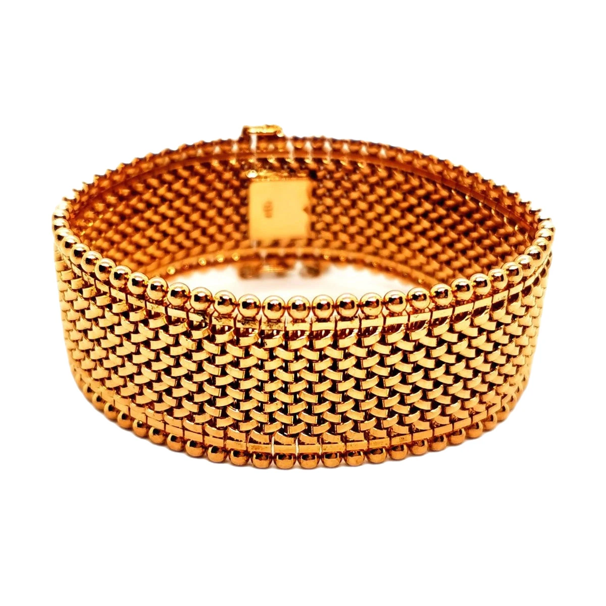 Bracelet Manchette Maille Polonaise En Or Rose 1 Bracelet Manchette Maille Polonaise En Or Rose