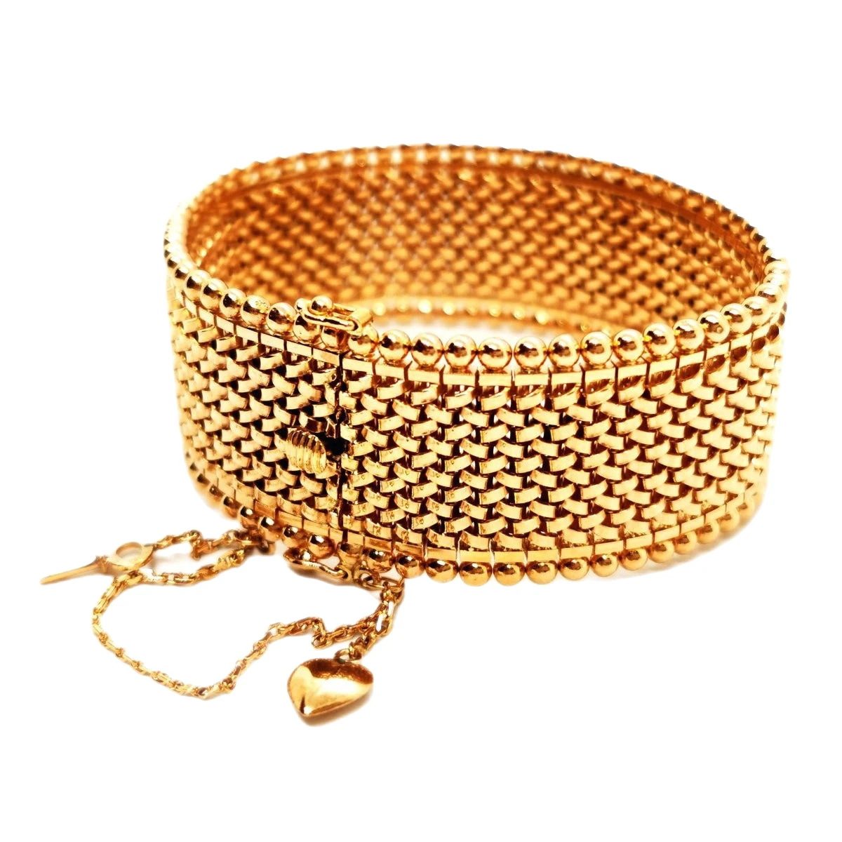 Bracelet Manchette Maille Polonaise En Or Rose 7 Bracelet Manchette Maille Polonaise En Or Rose – Image 7