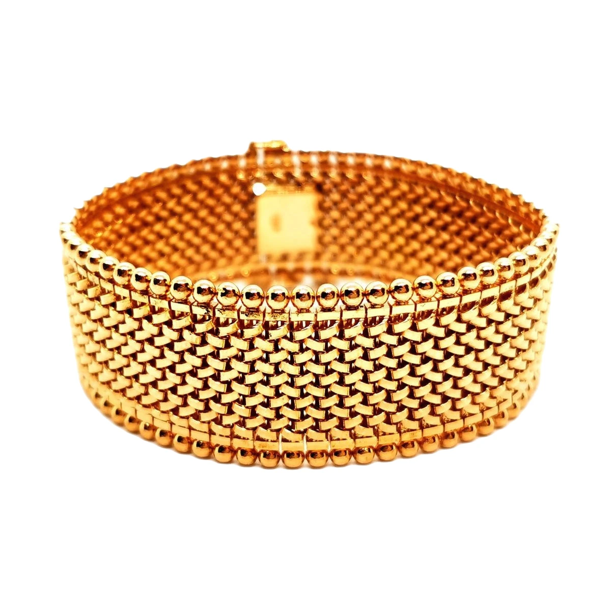 Bracelet Manchette Maille Polonaise En Or Rose 6 Bracelet Manchette Maille Polonaise En Or Rose – Image 6