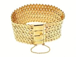 Bracelet Manchette Maille Tissée En Or Jaune