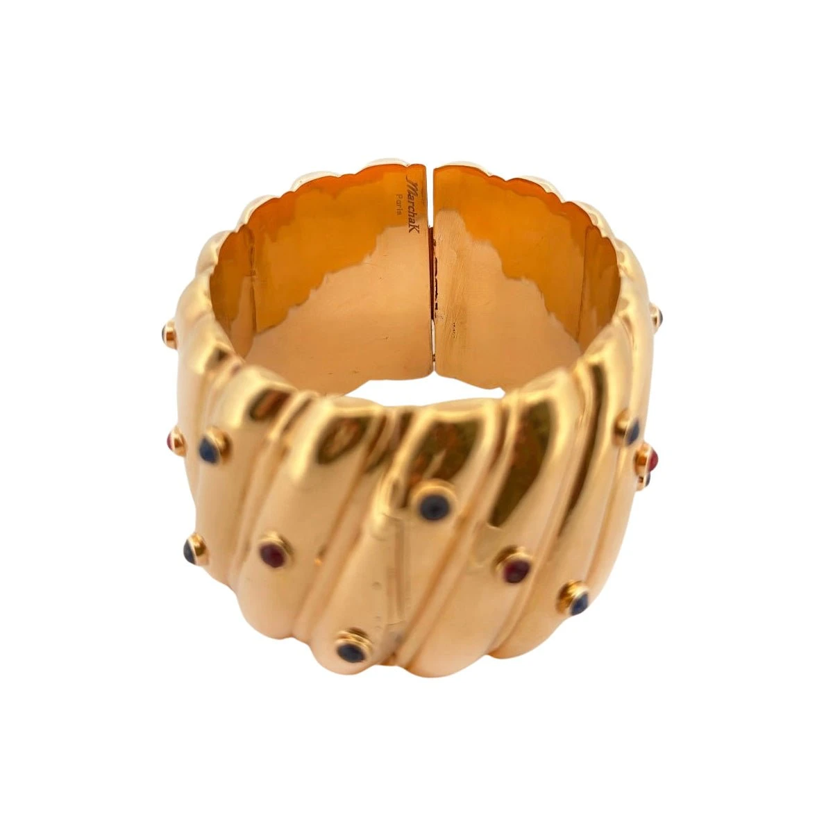 Bracelet Manchette MARCHAK En Or Jaune, Rubis Et Saphirs 5 Bracelet Manchette MARCHAK En Or Jaune, Rubis Et Saphirs – Image 5