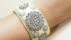 Bracelet Manchette Or Bicolore Et Diamants -Castafiore Boutique bracelet manchette or bicolore et diamants 914423