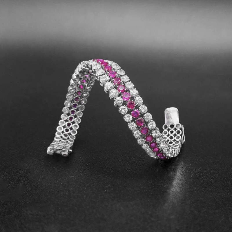 Bracelet Or Blanc Diamants Rubis 3 Bracelet Or Blanc Diamants Rubis – Image 3