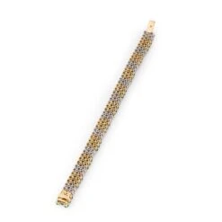 Bracelet Ligne En Or Jaune, Platine, émeraudes Et Diamants -Castafiore Boutique bracelet or et platine diamants et emeraudes 918242