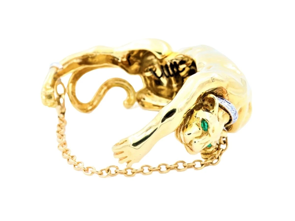 Bracelet Panthère En Or Jaune, Or Blanc, émeraudes Et Diamants 1 Bracelet Panthère En Or Jaune, Or Blanc, émeraudes Et Diamants