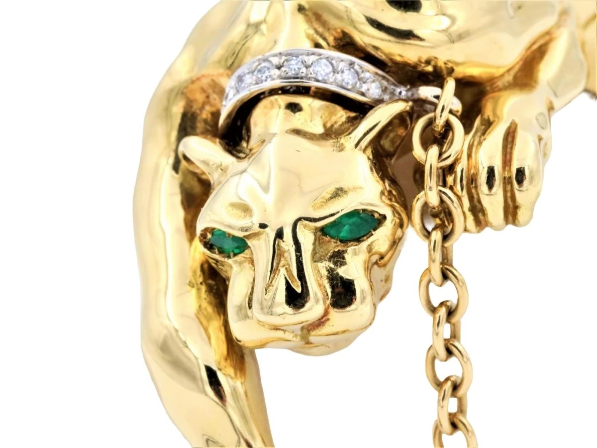 Bracelet Panthère En Or Jaune, Or Blanc, émeraudes Et Diamants 2 Bracelet Panthère En Or Jaune, Or Blanc, émeraudes Et Diamants – Image 2