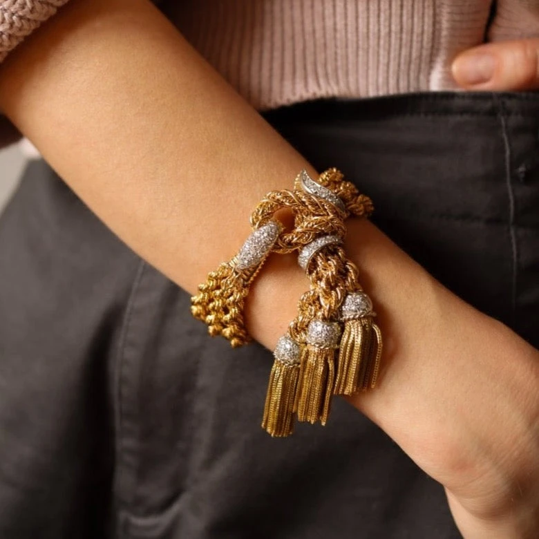 Bracelet Passementerie En Or Jaune Et Diamants 2 Bracelet Passementerie En Or Jaune Et Diamants – Image 2