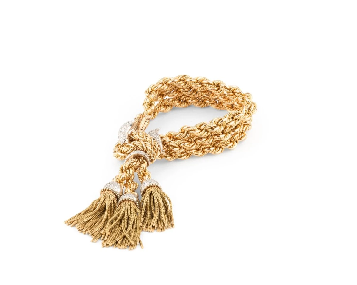 Bracelet Passementerie En Or Jaune Et Diamants 1 Bracelet Passementerie En Or Jaune Et Diamants