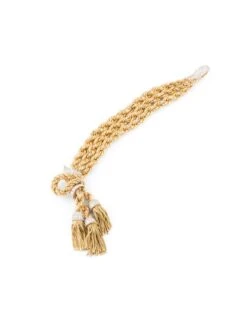 Bracelet Passementerie En Or Jaune Et Diamants 10 Bracelet Passementerie En Or Jaune Et Diamants -Castafiore Boutique bracelet passementerie en or jaune et diamants orne de 3 pompons 672800