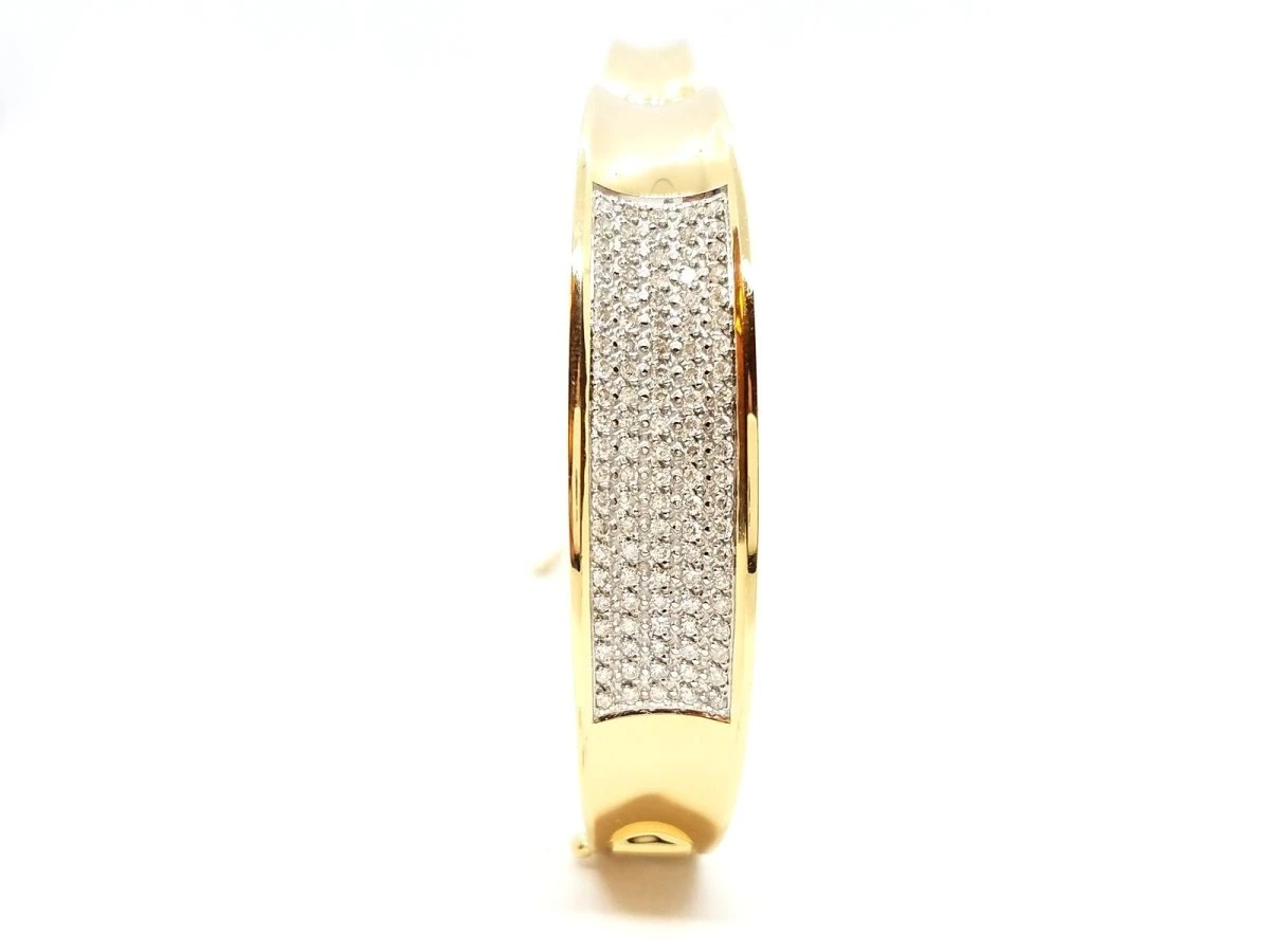 Bracelet Rigide En Or Jaune Pavé Diamants 4 Bracelet Rigide En Or Jaune Pavé Diamants – Image 4