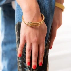 Bracelet Souple REGD AND PAT Serpent En Or Jaune -Castafiore Boutique bracelet souple regd and pat serpent en or jaune 123693