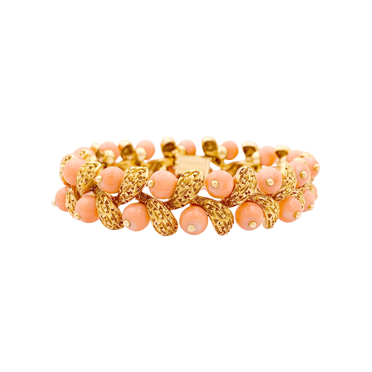 Miller Bracelet Souple VAN CLEEF & ARPELS "Gui" En Or Jaune Et Corail Peau D'ange 1 Miller Bracelet Souple VAN CLEEF & ARPELS "Gui" En Or Jaune Et Corail Peau D'ange