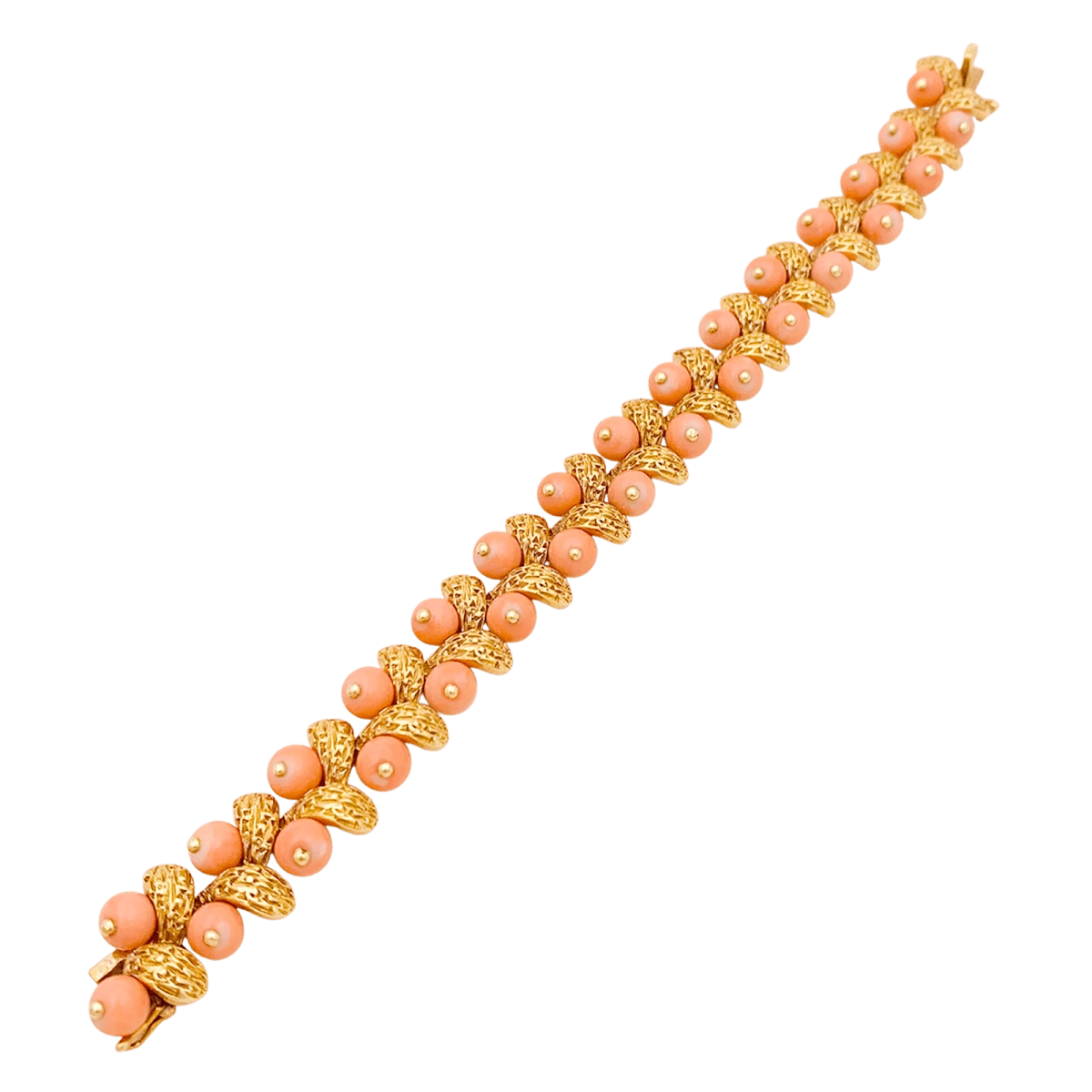 Miller Bracelet Souple VAN CLEEF & ARPELS "Gui" En Or Jaune Et Corail Peau D'ange 3 Miller Bracelet Souple VAN CLEEF & ARPELS "Gui" En Or Jaune Et Corail Peau D'ange – Image 3