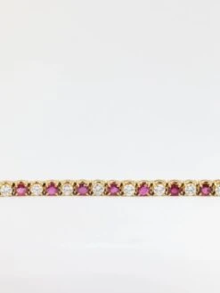 Bracelet Tennis Vintage En Or, Rubis Et Diamants -Castafiore Boutique bracelet tennis vintage en or rubis et diamants 795240