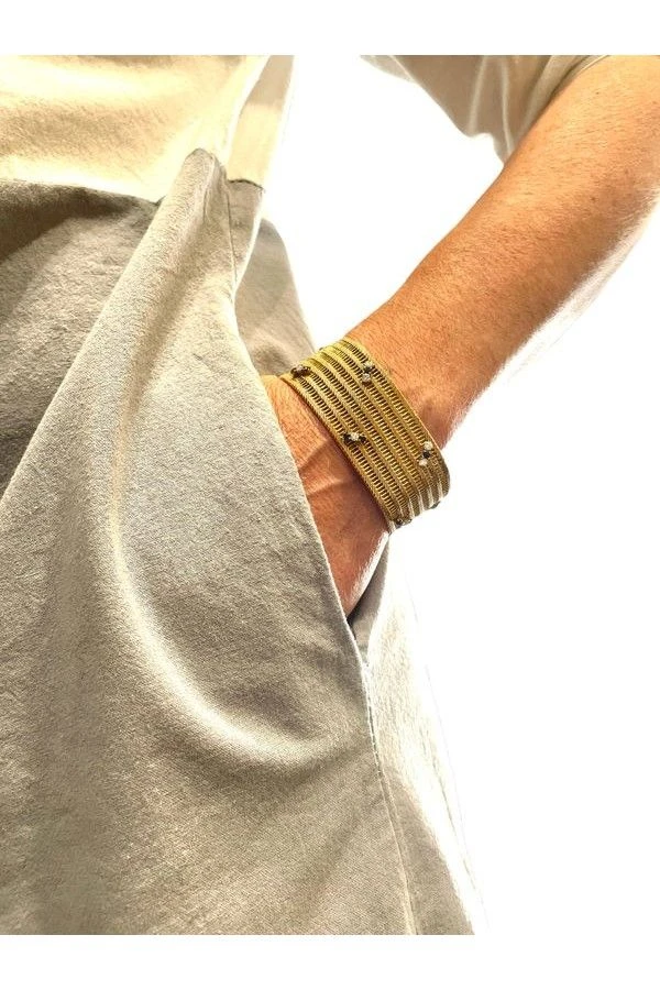 BRACELET TRESSÉ ANNÉES 60' SAPHIRS ET DIAMANTS 2 BRACELET TRESSÉ ANNÉES 60' SAPHIRS ET DIAMANTS – Image 2