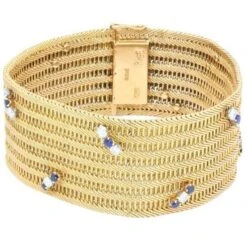 BRACELET TRESSÉ ANNÉES 60' SAPHIRS ET DIAMANTS