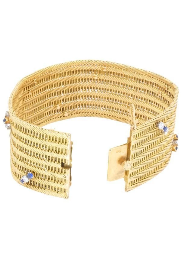 BRACELET TRESSÉ ANNÉES 60' SAPHIRS ET DIAMANTS 3 BRACELET TRESSÉ ANNÉES 60' SAPHIRS ET DIAMANTS – Image 3