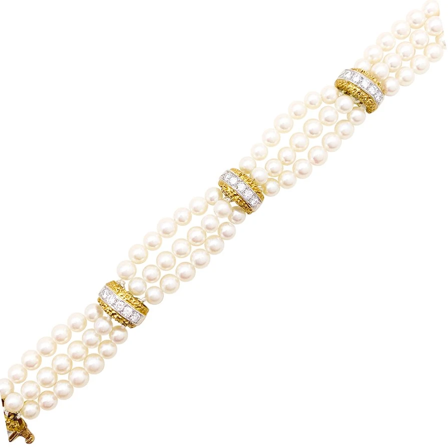 Miller Bracelet VAN CLEEF & ARPELS En Or Jaune, Or Blanc, Perles Et Diamants 5 Miller Bracelet VAN CLEEF & ARPELS En Or Jaune, Or Blanc, Perles Et Diamants – Image 5