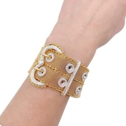 Miller Bracelet Vintage "Ceinture", Or Rose Et Diamants -Castafiore Boutique bracelet vintage ceinture or rose et diamants 392439