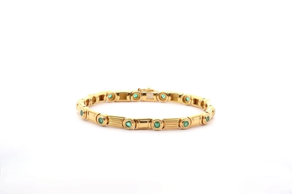 Bracelet Vintage En Or Et émeraudes 2 Bracelet Vintage En Or Et émeraudes – Image 2