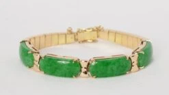 Bracelet Vintage En Or Jaune, Jade Et Diamants -Castafiore Boutique bracelet vintage en or jaune jade et diamants 450354