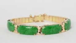 Bracelet Vintage En Or Jaune, Jade Et Diamants -Castafiore Boutique bracelet vintage en or jaune jade et diamants 457495