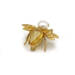 Broche Abeille - Or, Citrine & Perle