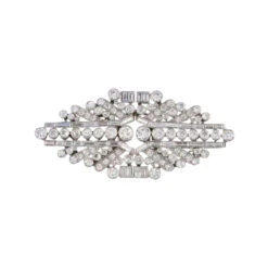 Broches Doubles Clip En Or Blanc, Platine Et Diamants