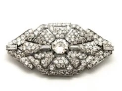 Broche Art Déco En Or Blanc Et Platine Pavé Diamants -Castafiore Boutique broche art deco en or blanc et platine pave diamants 216298