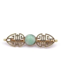 Broche Jade Art Deco En Or