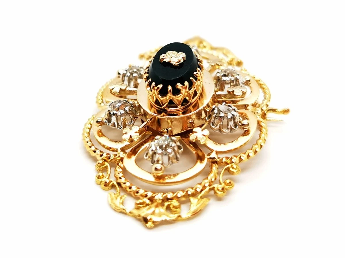 Broche Art Déco En Or Jaune, Platine, Diamants Et Onyx 11 Broche Art Déco En Or Jaune, Platine, Diamants Et Onyx – Image 11